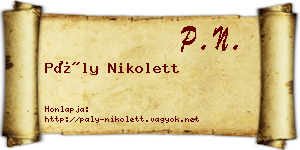 Pály Nikolett névjegykártya